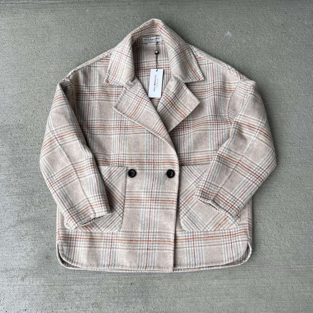 NWT Molly Bracken Women's Plaid Woven Coat Jacket Long Sleeve Size XS